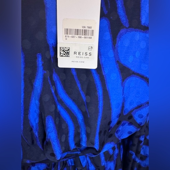 Reiss Vibrant Blue Patterned Women's Dress - Picture 6 of 8